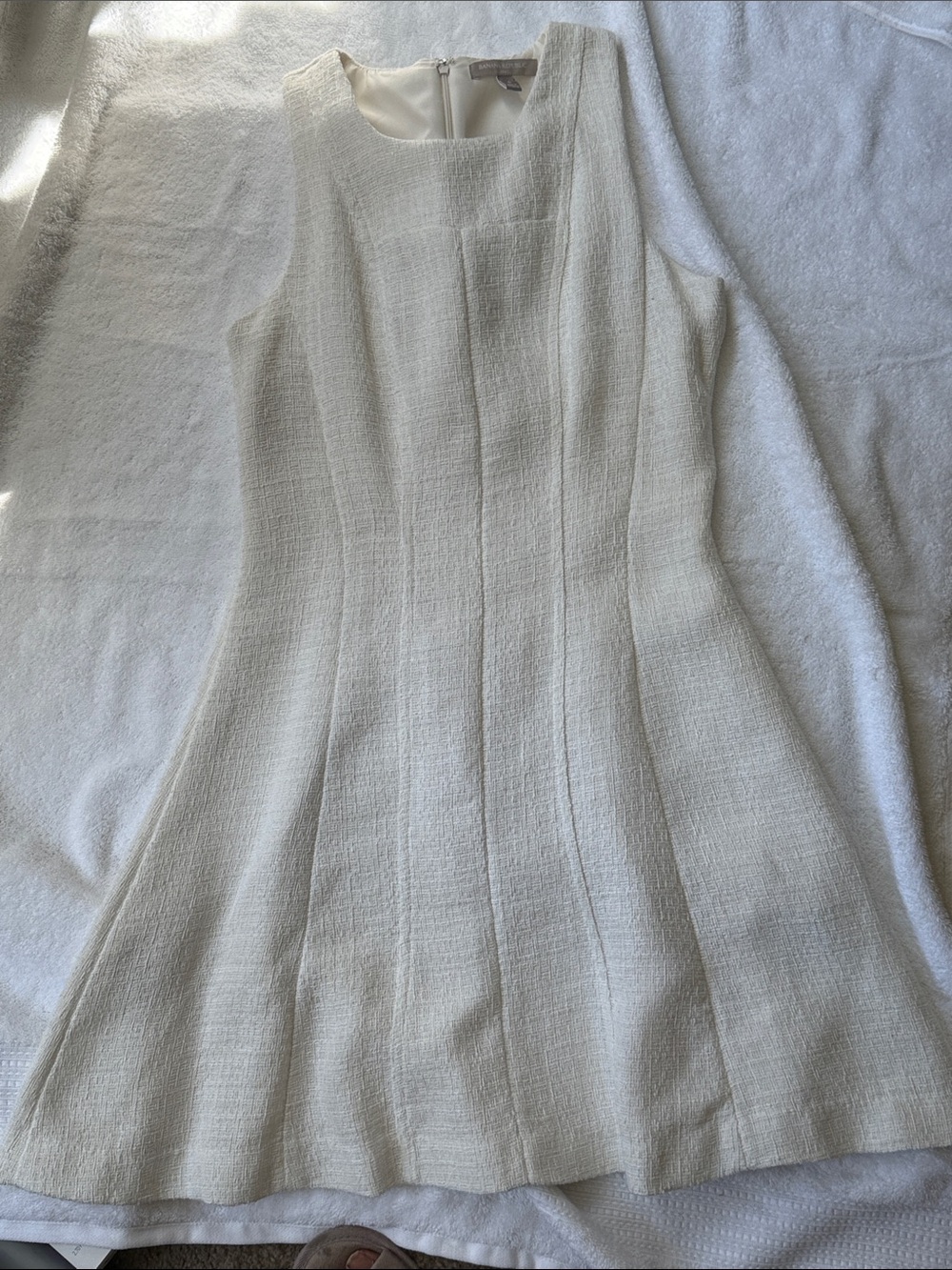 Banana Republic Cream Textured Sleeveless Dress